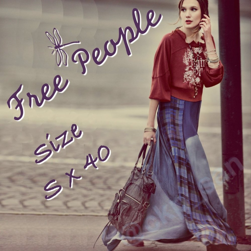 Rare Free People FP One Plaid Patchwork Maxi Skirt Sz S